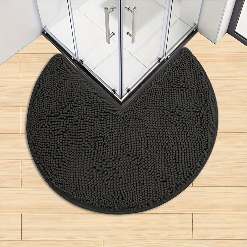 Cheniluxe | Ultrazachte ronde badmat van chenille – sneldrogend, antislip, dik en zacht tapijt voor in badkamerhoek