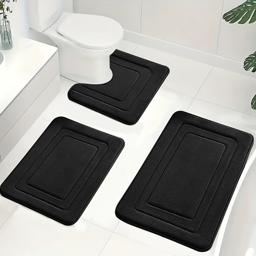 BathNest | 3-delige badkamermat van traagschuim – zacht, absorberend en antislip