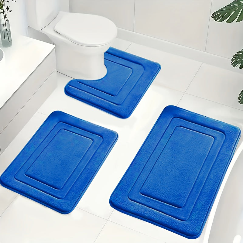 BathNest | 3-delige badkamermat van traagschuim – zacht, absorberend en antislip