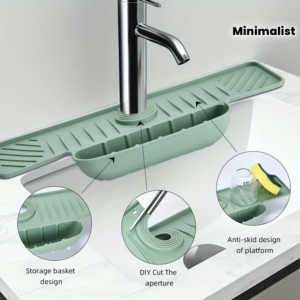 DryFlow | Siliconen Spatbescherming voor de Kraan & Gootsteenorganizer – Antislip Afvoertray