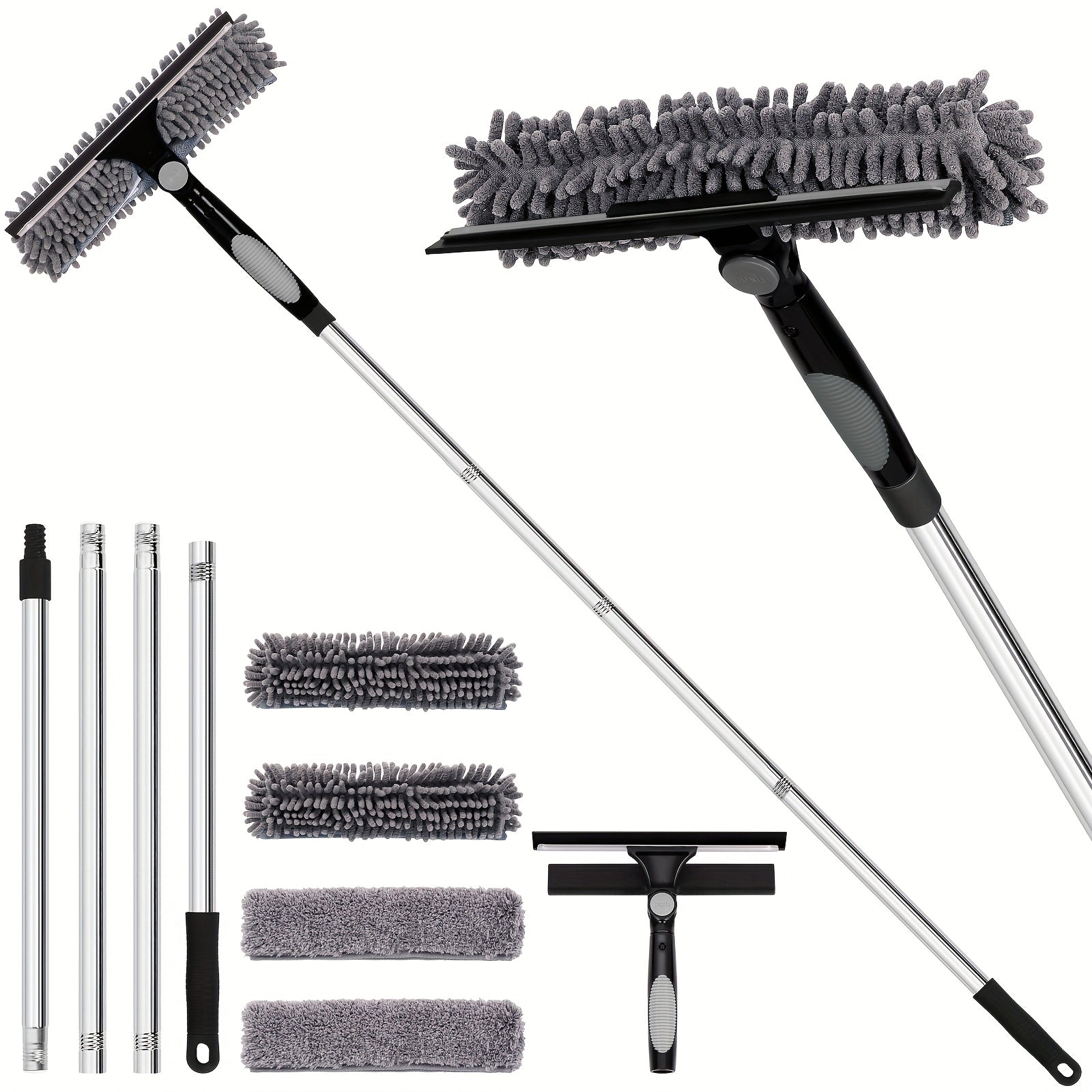 VistaClean | 182 cm professionele 2-in-1 raamwisser set – verstelbare telescoopsteel