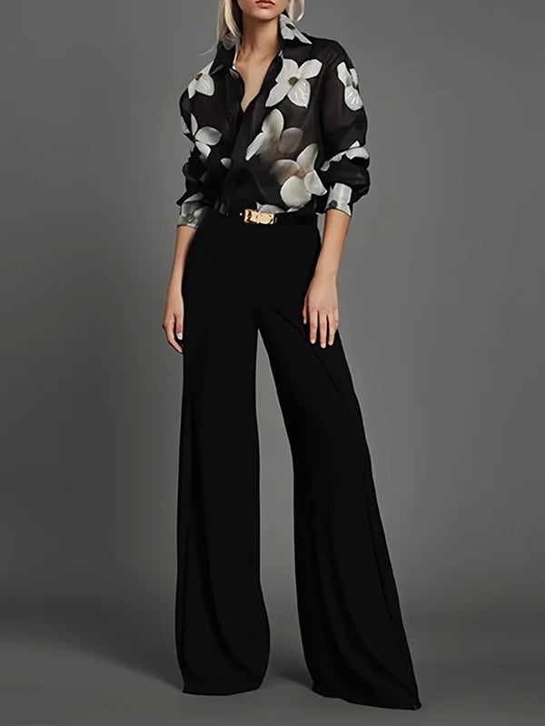 Valyssa | Chiffon Blouse met Lange Mouwen – Bloemenprint, Elegante Top voor Kantoor & Casual Gebruik
