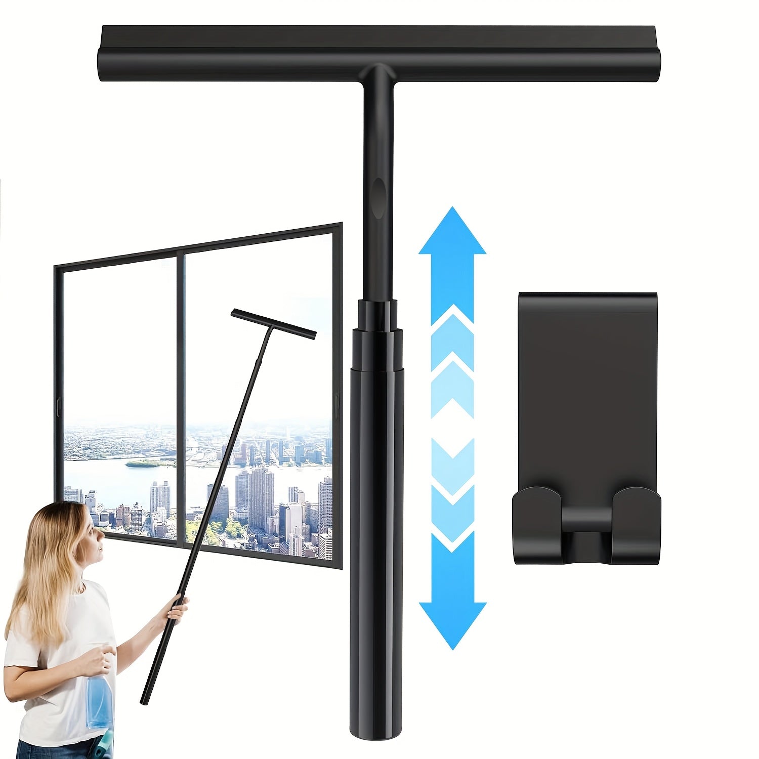 ExtendClean | Telescopische raamwisser – Heavy-duty siliconen en ijzer, lange steel voor ramen, douche, spiegels, tegels