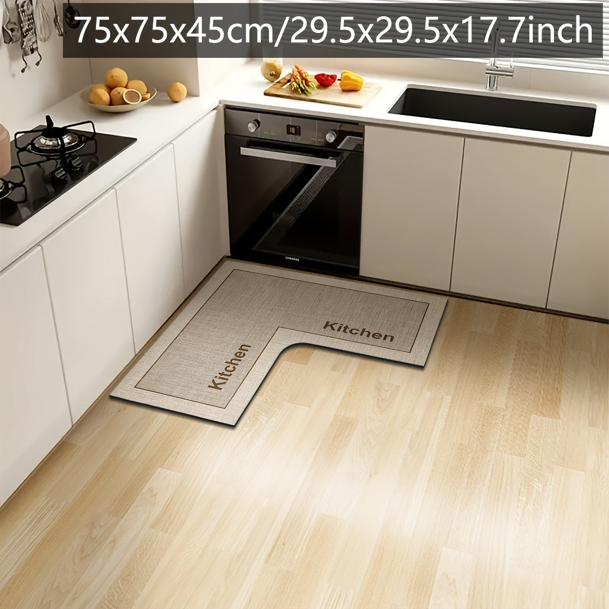 StepNook | Grote L-vormige keukenmat – antislip siliconen onderkant, vloerkleed voor eetkamer en hal