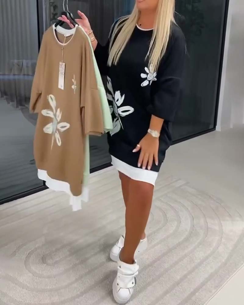 Arlira | Casual Jurk – 3/4 Mouwen, 2-Lagen Design, Comfortabel & Stijlvol