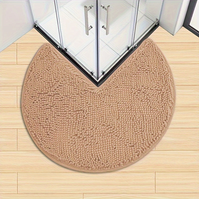 Cheniluxe | Ultrazachte ronde badmat van chenille – sneldrogend, antislip, dik en zacht tapijt voor in badkamerhoek