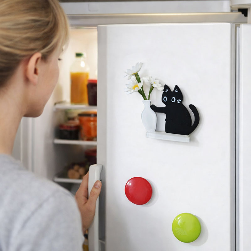 ShadowCat | Zwarte kat koelkastmagneet – Leuke keukendecoratie, koelkastaccessoire