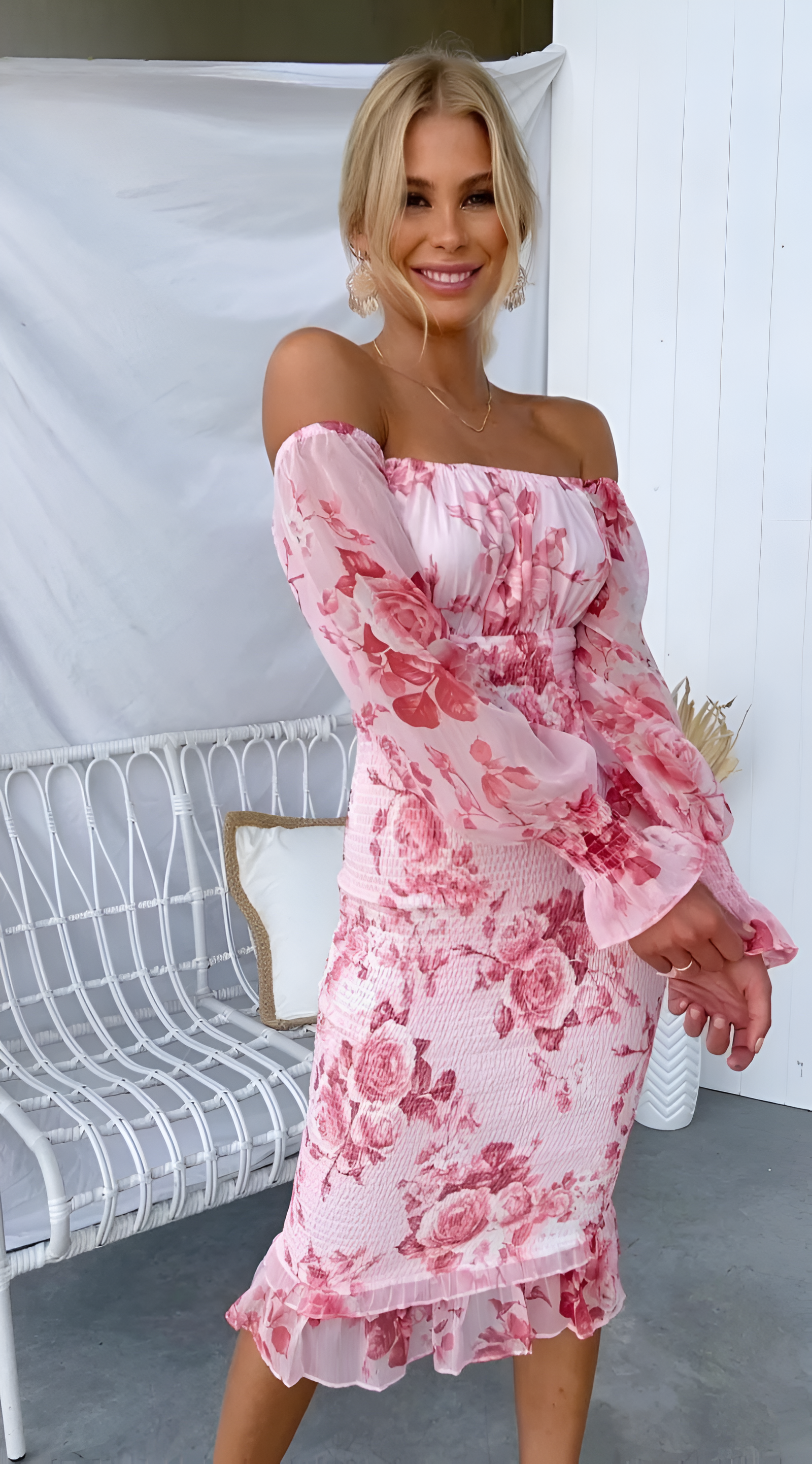 Ziri | Bloemenprint midi-jurk voor dames – Elegante, casual zomerjurk