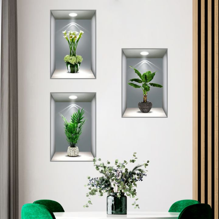 Botani3D | 3D Bloemenvaas Muurstickers Set voor Home Decor - Natuur-Geïnspireerde Muurkunst