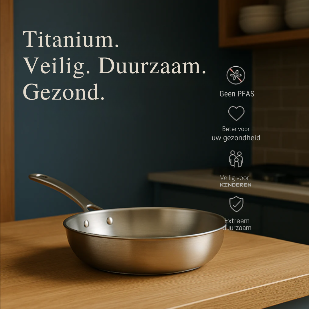HammerLux | Titanium gehamerde koekenpan – Duurzaam, niet-giftig kookgerei voor een gezond en stijlvol huis