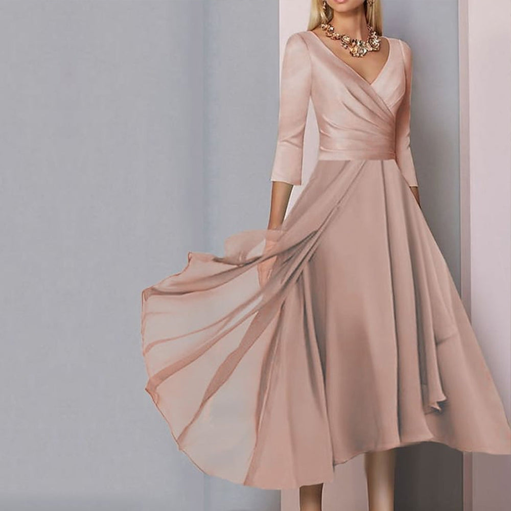Amelia | Zijden wikkeljurk voor dames – Luxe satijnen midi-jurk