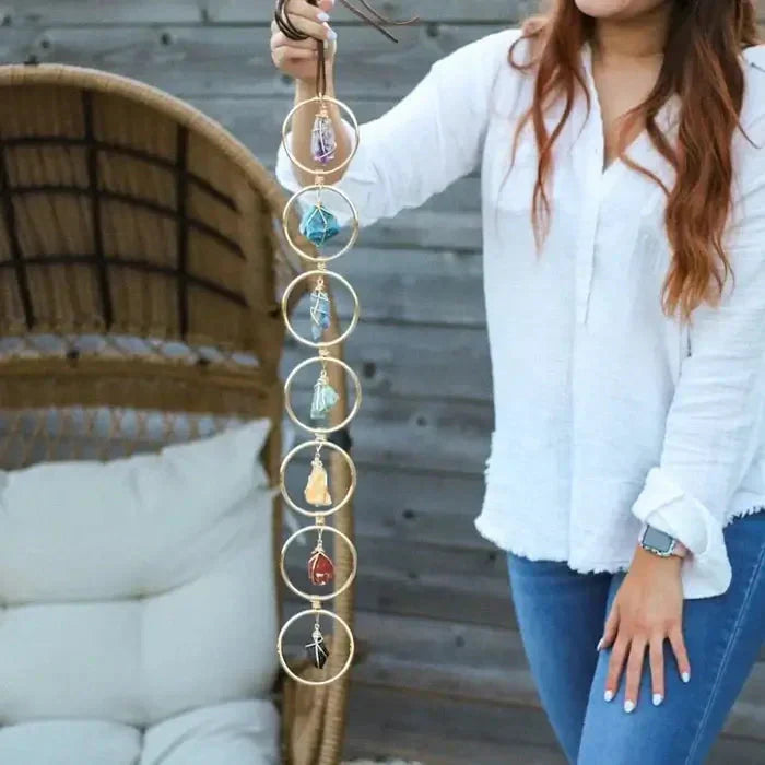 AuraCharm | 7 Chakra Hangend Ornament – Helende Kristallen Decoratie, Positieve Energie, Meditatie
