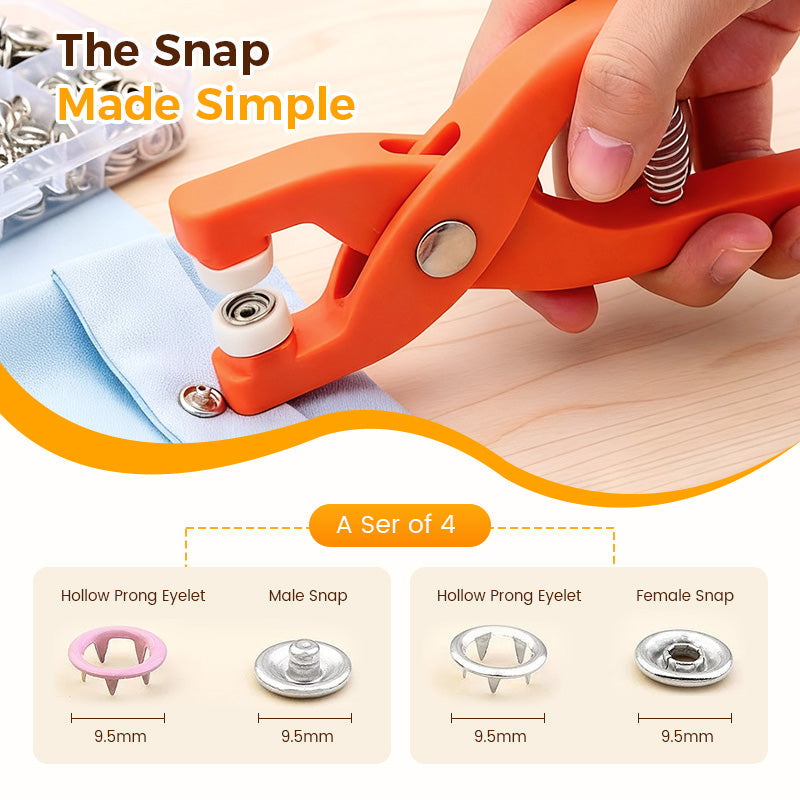 SnapSmith | Metalen drukknopen en tanggereedschapsset – DIY-kledingknutselset met opbergdoos