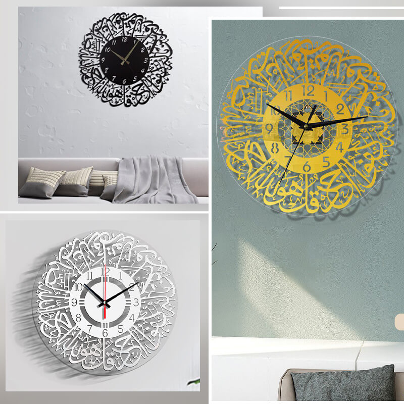 GleamTime | Wandklok met acrylspiegel – Stille, stijlvolle, moderne decoratieve klok voor thuis en op kantoor