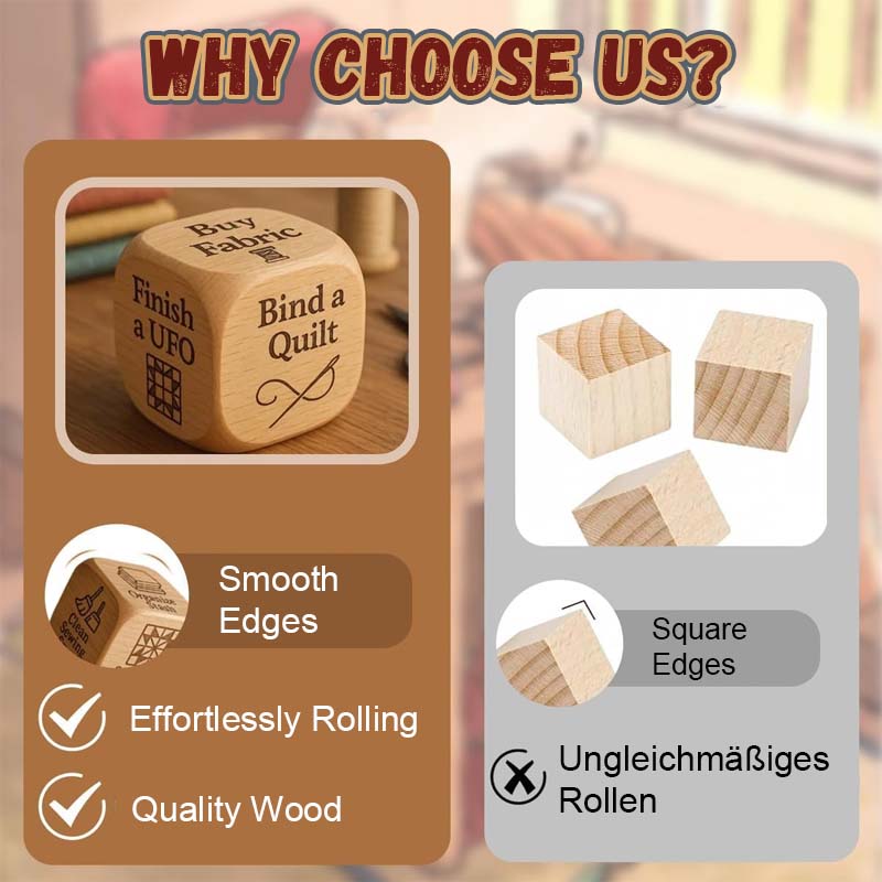 DeciDice | Creatieve patchwork-beslissingsdobbelstenen voor knutselen, naaien, breien en bakken