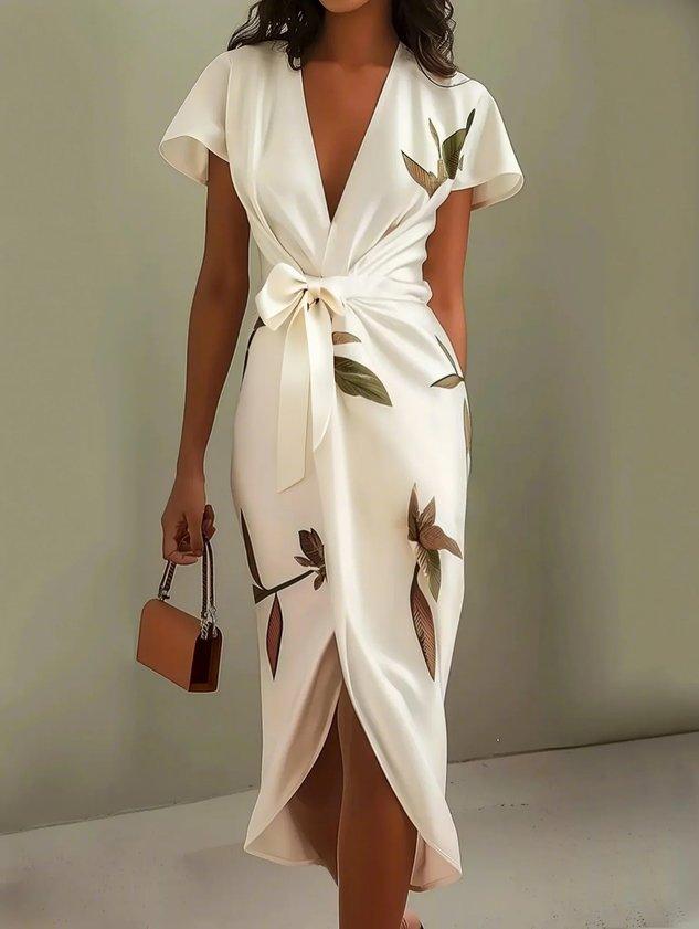 Girel | Luxe wikkeljurk voor dames – elegante bloemen maxi-jurk