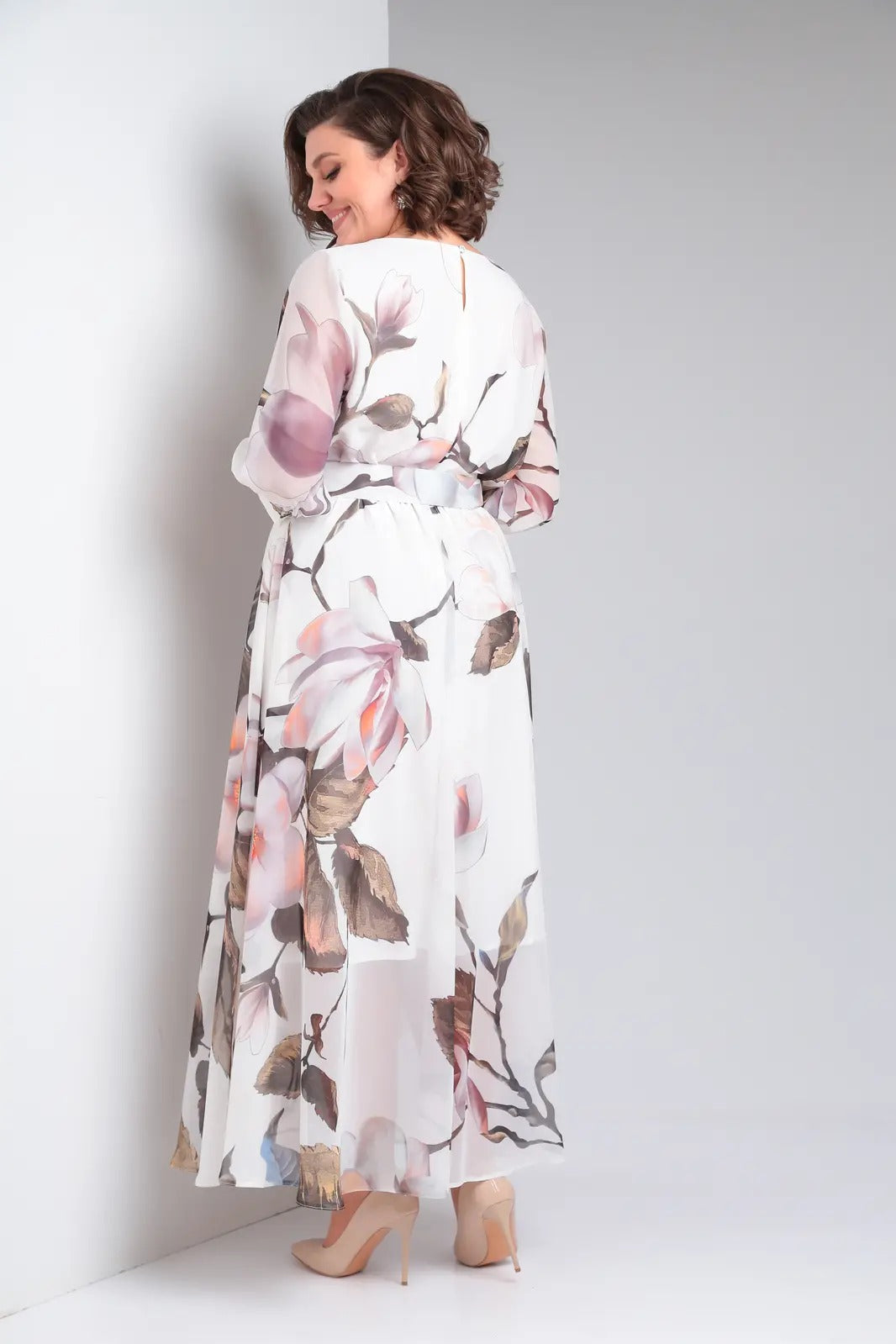 Zelyn | Bloemen maxi-jurk voor dames – elegante A-lijn lange jurk met ceintuur