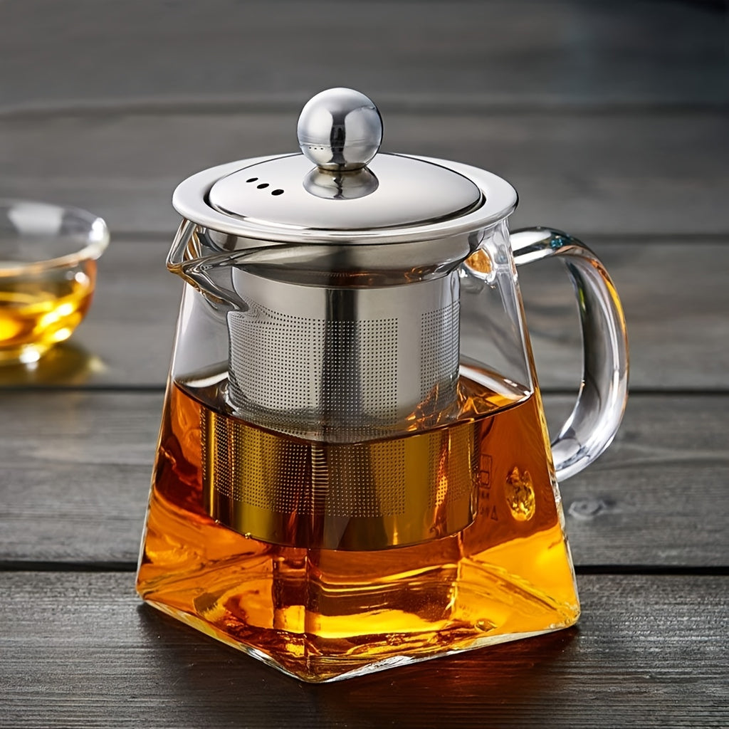 Infuso | Dikke hittebestendige glazen theepot met roestvrijstalen filter, kruiden- en bloementhee