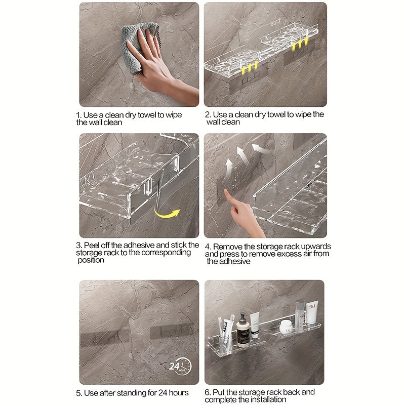 LuxeNook | Wand gemonteerde badkamer wastafel plank met holle drainage, Plastic opslag voor badkamer organisatie