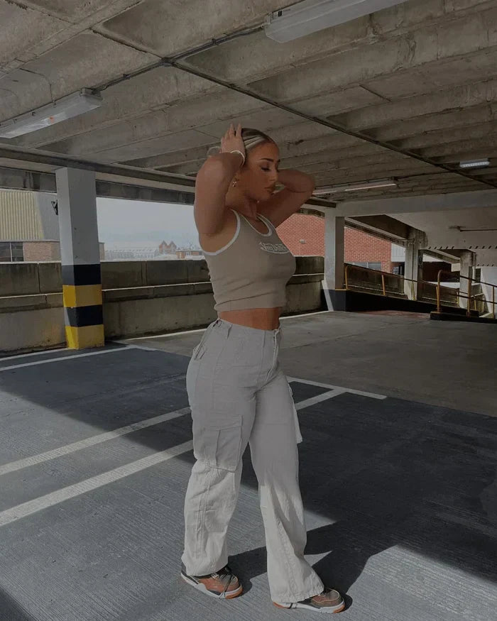 Elva | Dames cargobroek – relaxte pasvorm en hoge taille streetwear broek