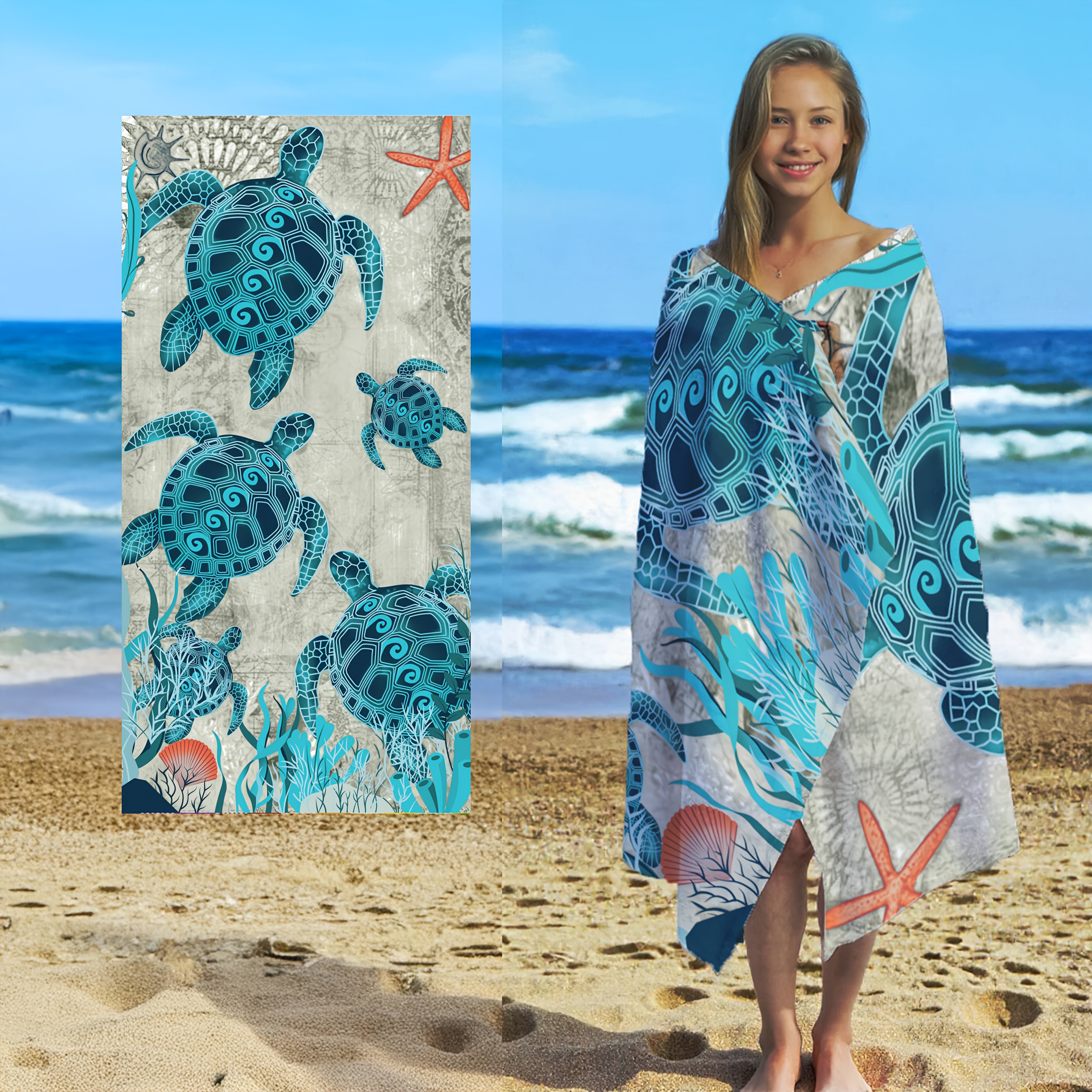 TideWrap | Extra grote strandhanddoek van microvezel - sneldrogend, ultrazacht, gedurfde print