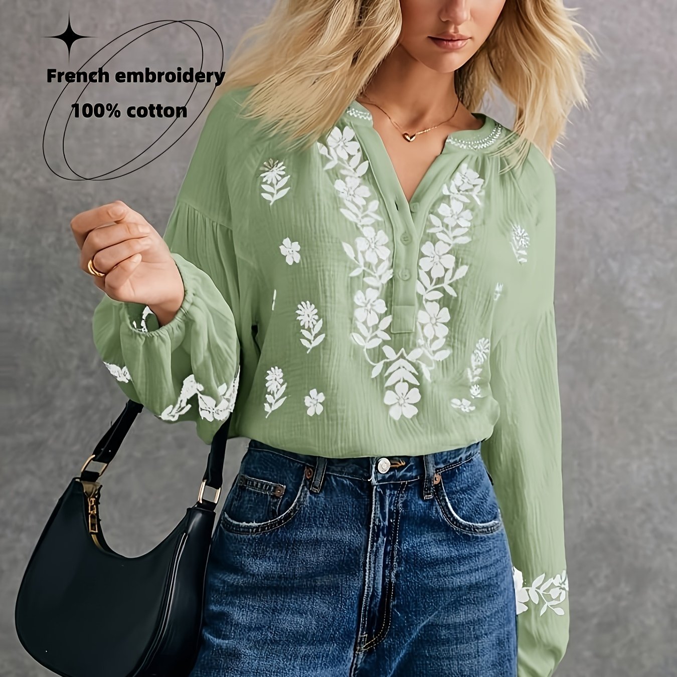 Peria | Etnisch dameshemd - Geborduurde casual bohemienblouse