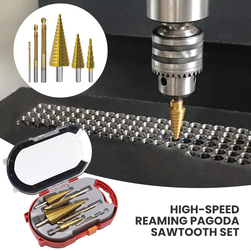 CoreSnip | 6-delige hoge-snelheid titanium-gelamineerde Pagoda step boren set - ruimen zaagtand