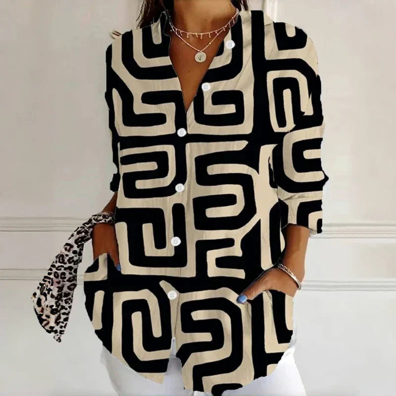 Maely | Elegante damesblouse – Klassieke vintage casual top met lange mouwen