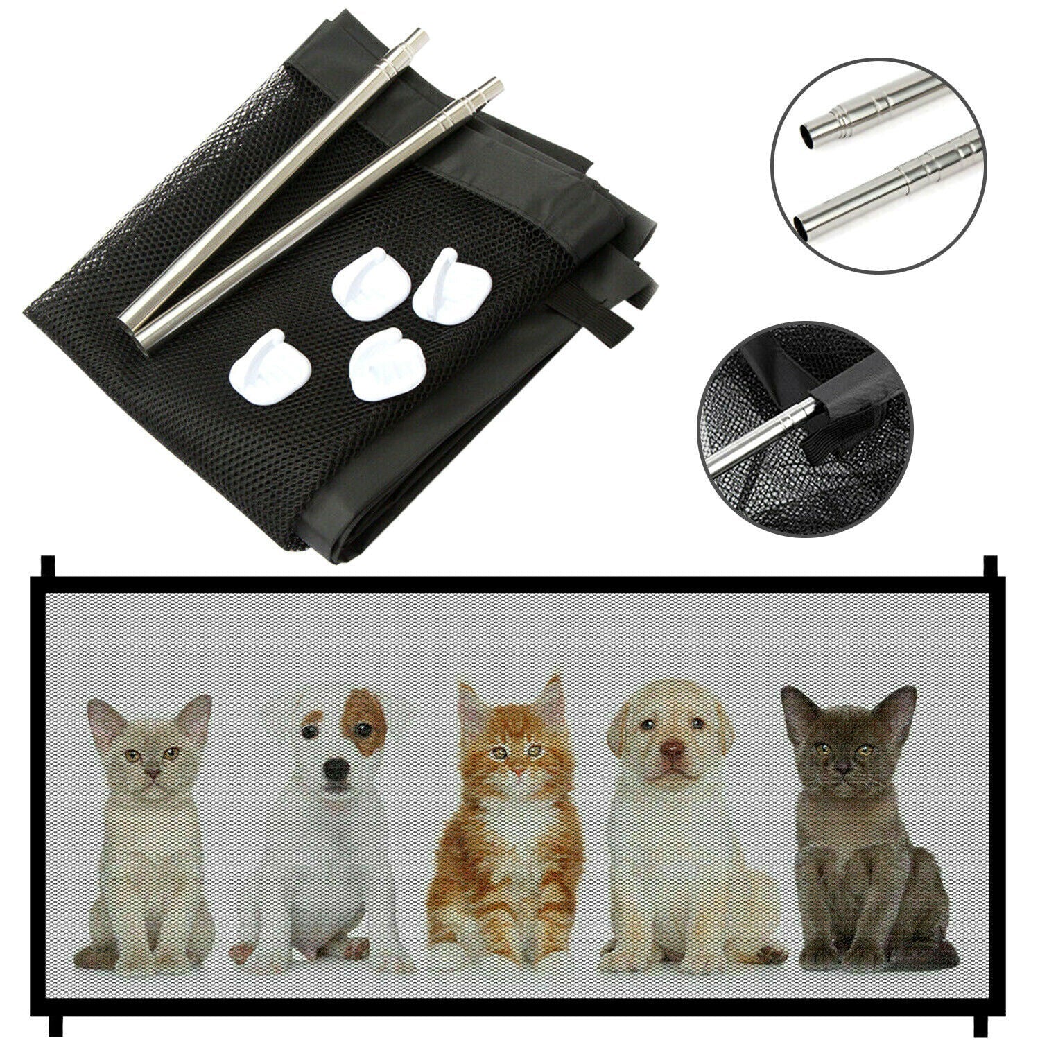 PetGuard | Draagbaar veiligheidshek voor honden, katten en baby's – Gaashek voor trappen en deuren