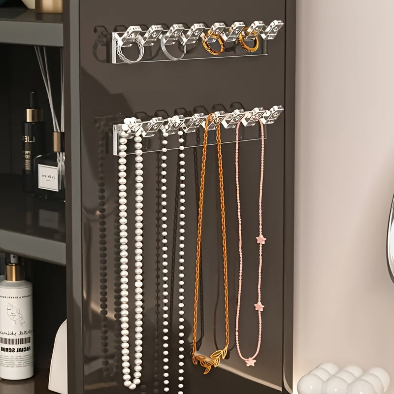 CharmDock | Transparante acryl wandgemonteerde sieradenorganizer met 8 haken