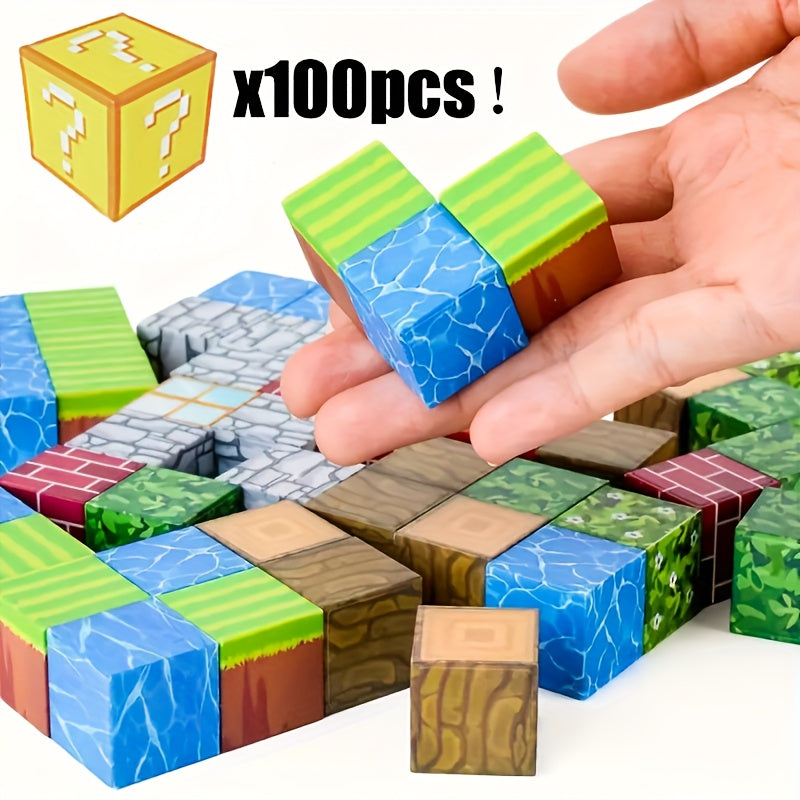 MagniCube | 100 stk. farverigt magnetisk byggeklodssæt – 3D DIY-puslespil til børn, kreativt STEM-leg