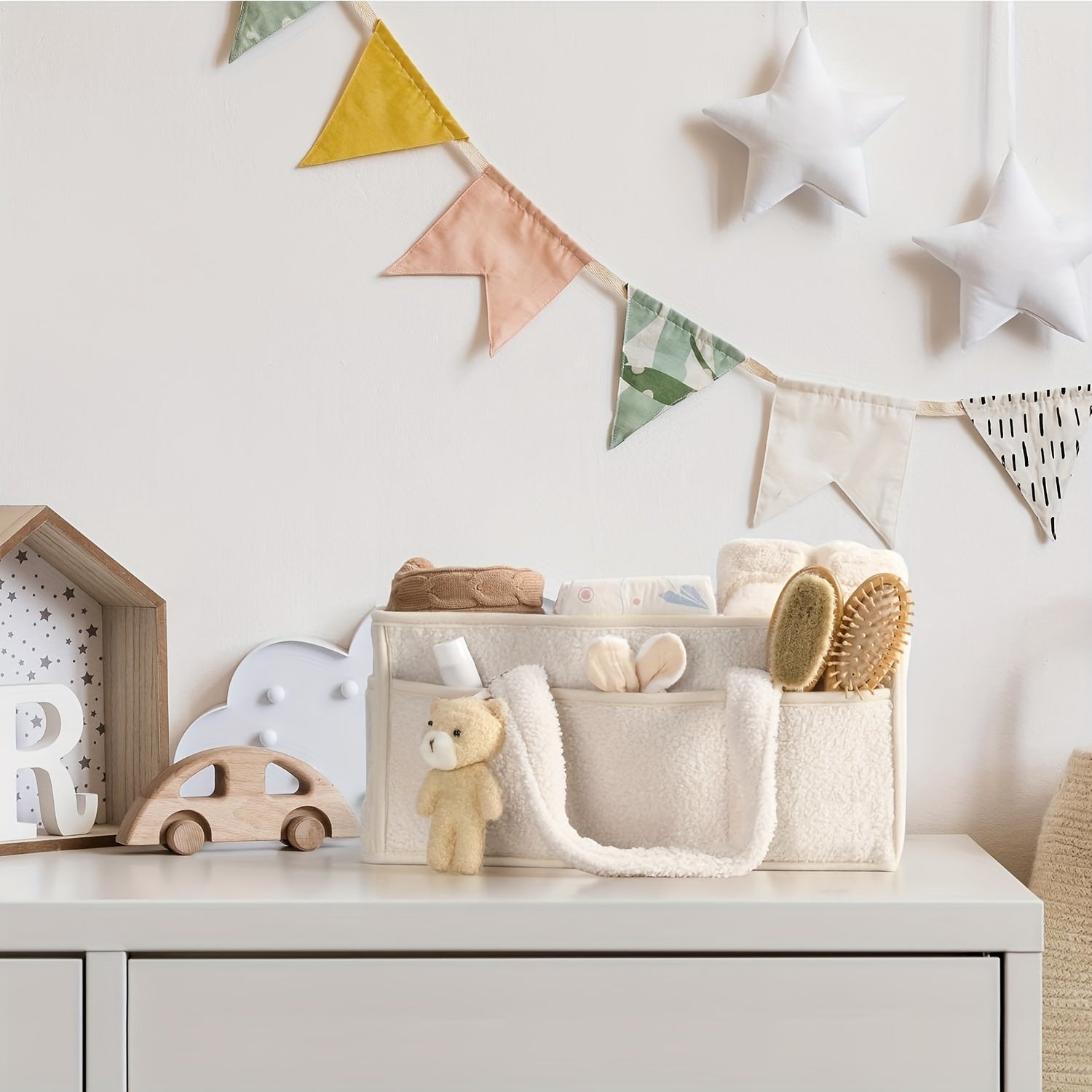 NappyNest | Luier Caddy Organizer - Draagbaar opbergmandje voor luiers, doekjes & babyspullen, luiertafel organizer