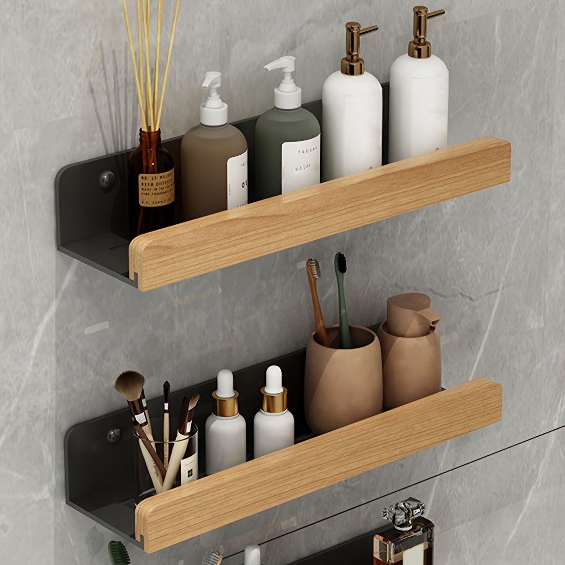 RustiRack | Opbergrek voor in de badkamer aan de muur - doucheruimtehouder zonder perforaties