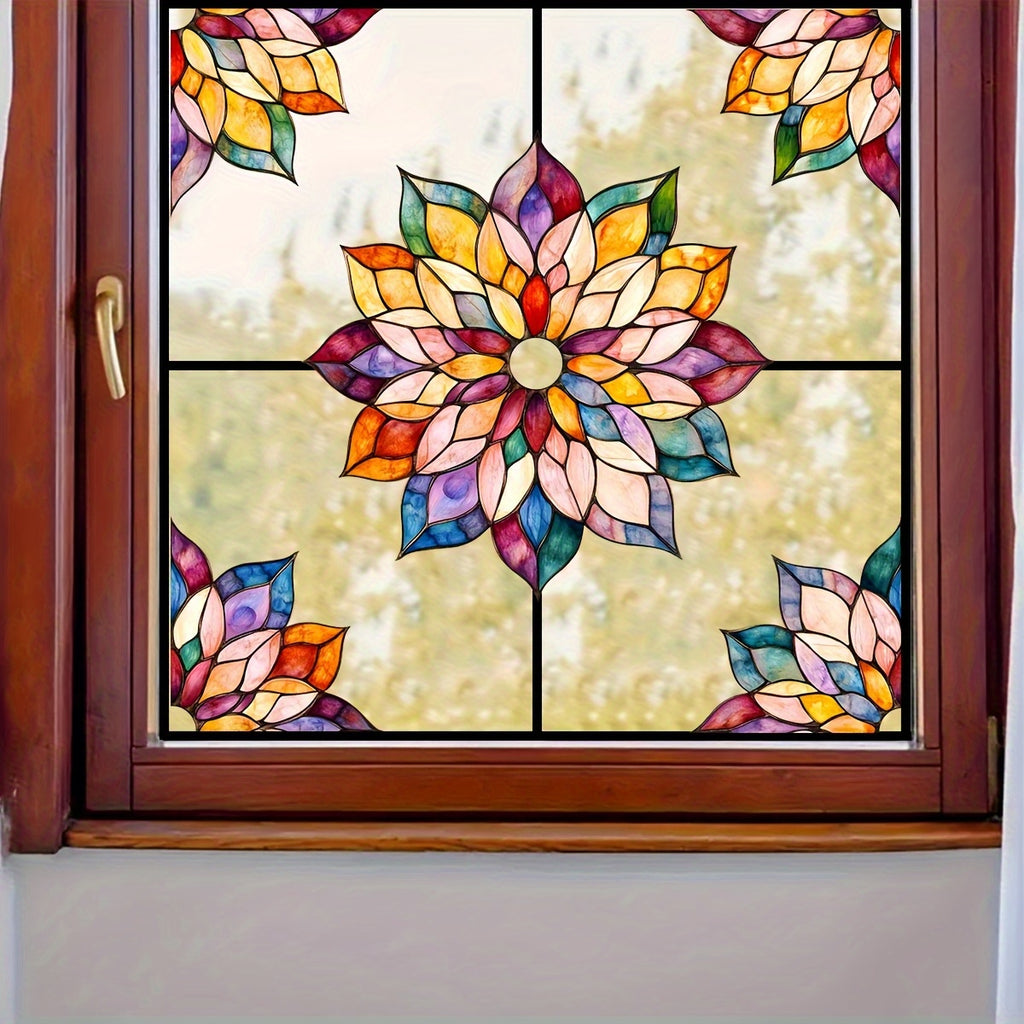 VitraBloom | Mandala Bloemen Raamsticker – Herbruikbare Statische Glasfolie
