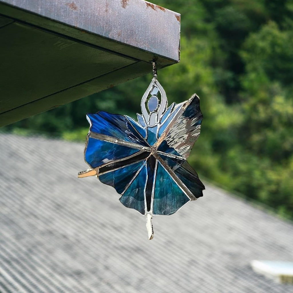 SpinMuse | Dancing Lady Acryl Glas-in-lood Spinner – Tuin windspinner, buiten hangdecoratie, kleurrijke zonnevanger