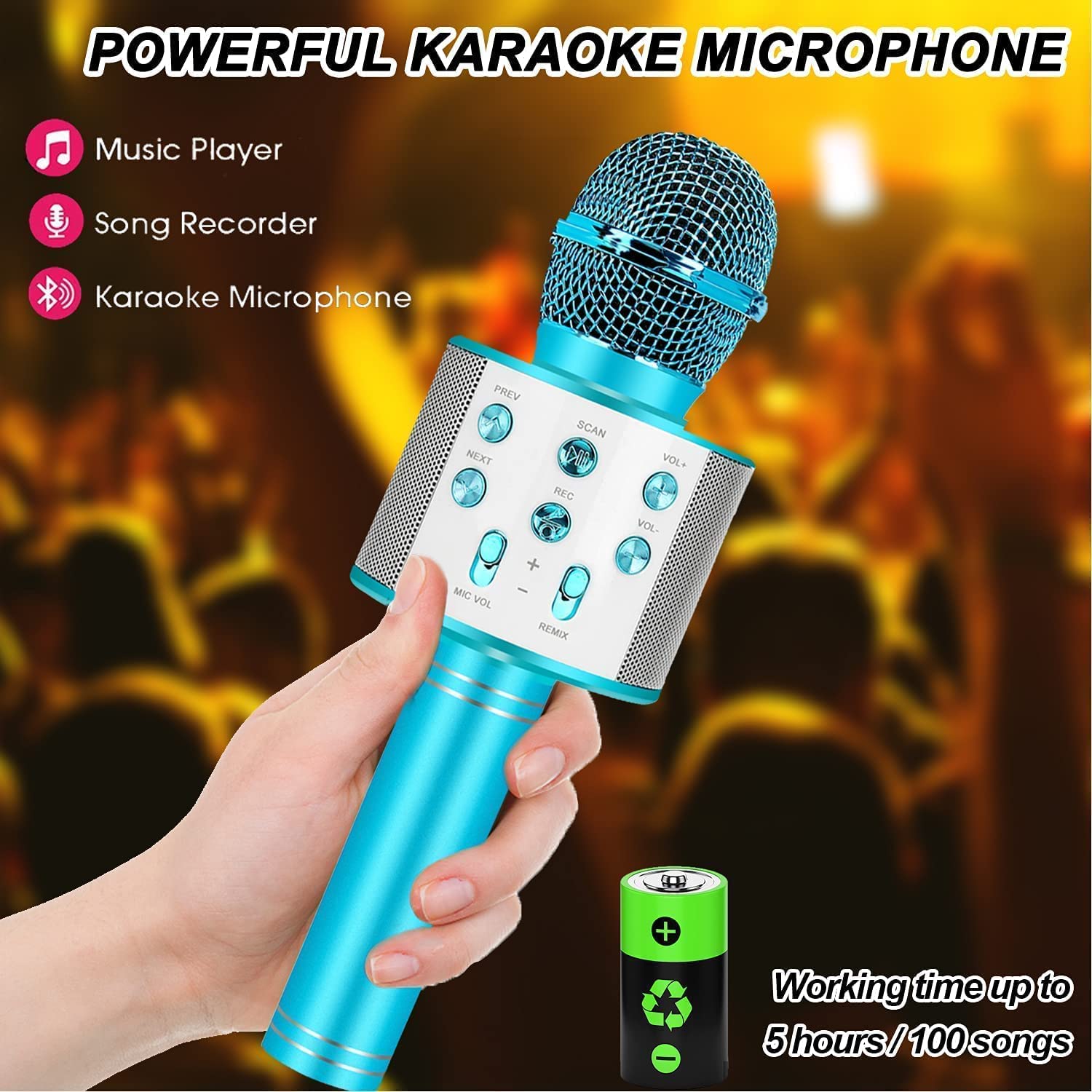 EchoMic | Bluetooth karaokemicrofoon voor kinderen - Draadloze handheld microfoon met luidspreker