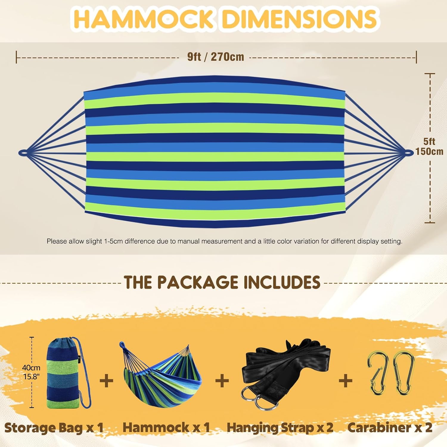 BreezeCot | Katoen Camping hangmat - Draagbare Canvas hangmat, Comfort Outdoor Patio Gear