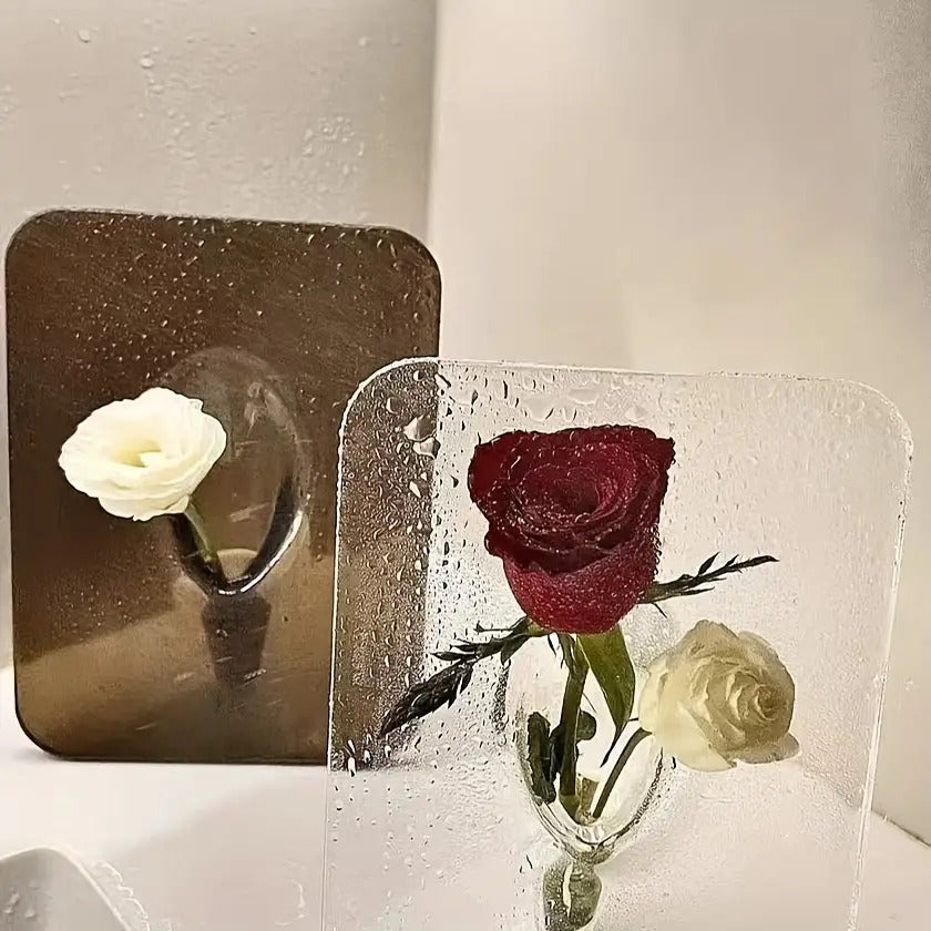 VireFrame | Moderne Acryl Vaas – Transparant Rechthoekig Design met Fijn Frame-achtig Structuur
