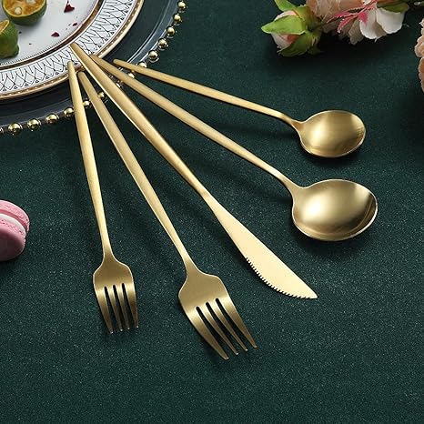 Finix | Minimalistische bestekset van roestvrij staal - Modern bestek voor de eetkamer, elegant tafelgerei