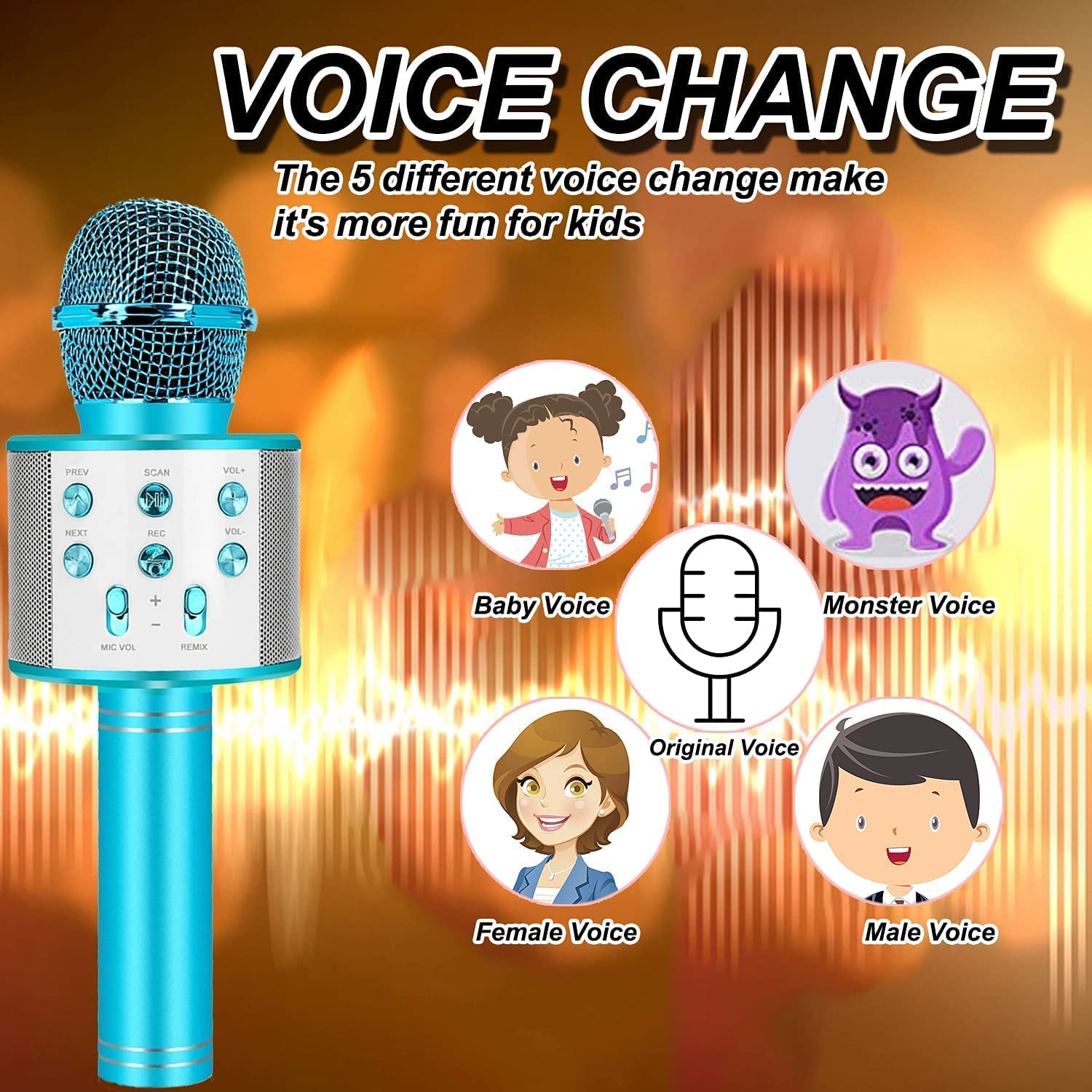 EchoMic | Bluetooth karaokemicrofoon voor kinderen - Draadloze handheld microfoon met luidspreker