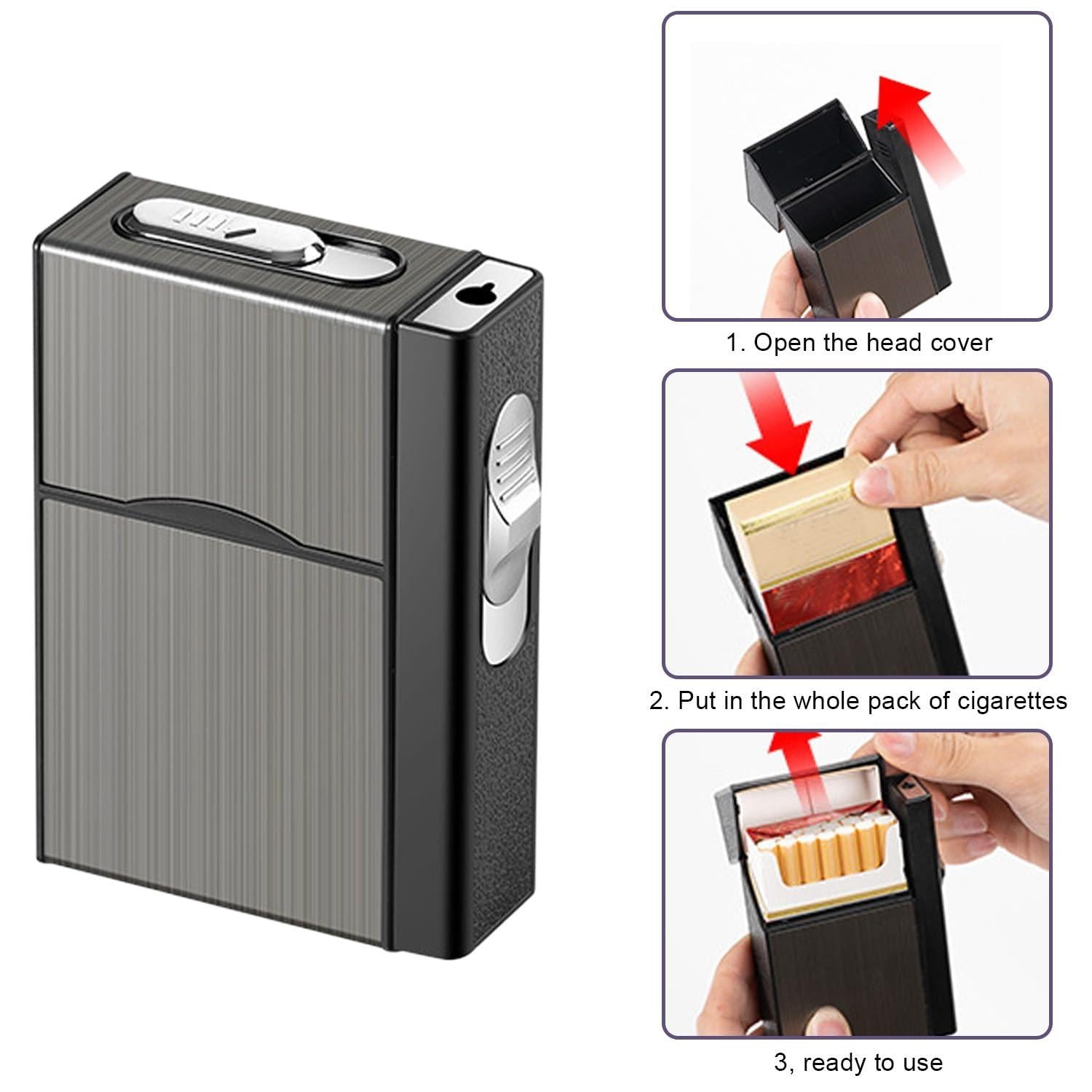 SmokeMate | Metalen sigarettenhouder met ingebouwde aansteker – compact en reisvriendelijk