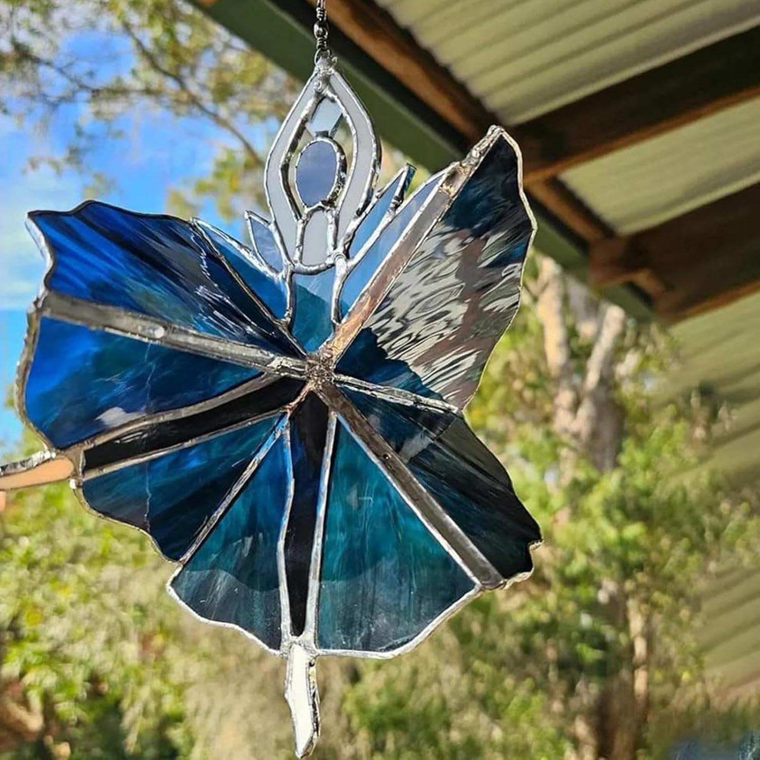 SpinMuse | Dancing Lady Acryl Glas-in-lood Spinner – Tuin windspinner, buiten hangdecoratie, kleurrijke zonnevanger