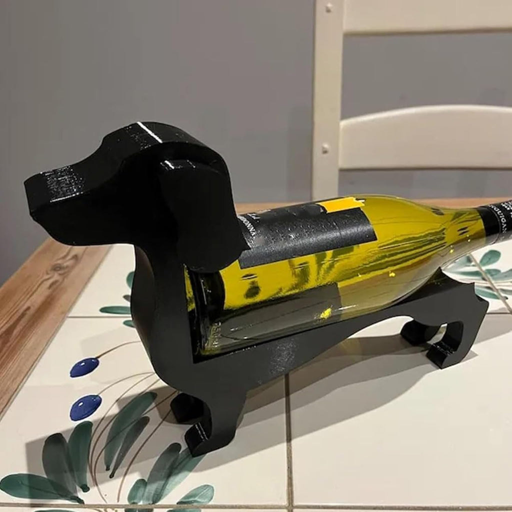 BarkBottle | Teckel Wijnfleshouder - Hondvormige Decoratieve Kurkhond Beeldje
