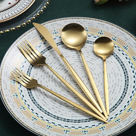 Finix | Minimalistische bestekset van roestvrij staal - Modern bestek voor de eetkamer, elegant tafelgerei