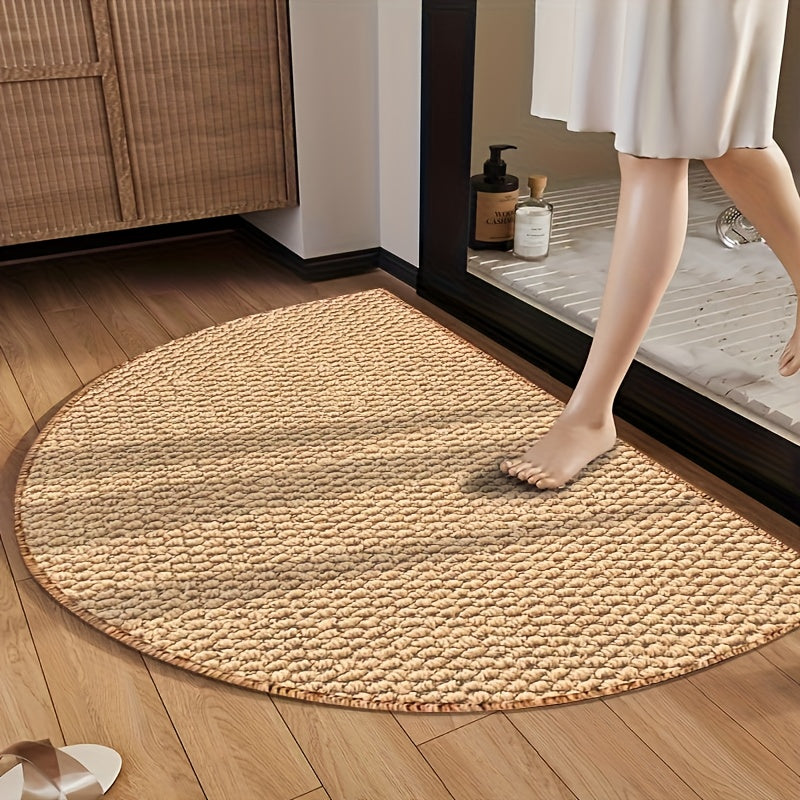 SabiStep | Wabi-Sabi Antislip Halfronde Badmat – Boho Stijl Vloerkleed, Huismat voor Binnen & Buite