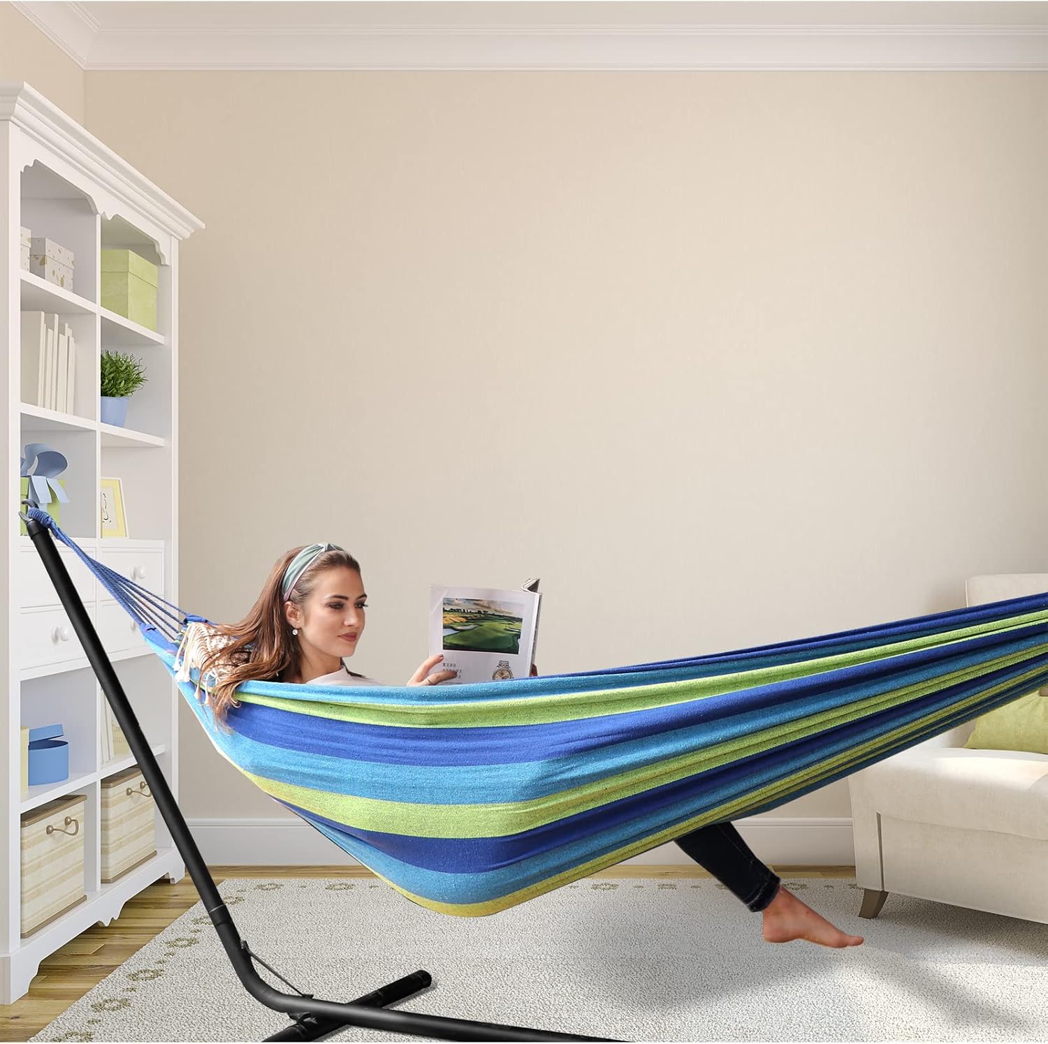 BreezeCot | Katoen Camping hangmat - Draagbare Canvas hangmat, Comfort Outdoor Patio Gear