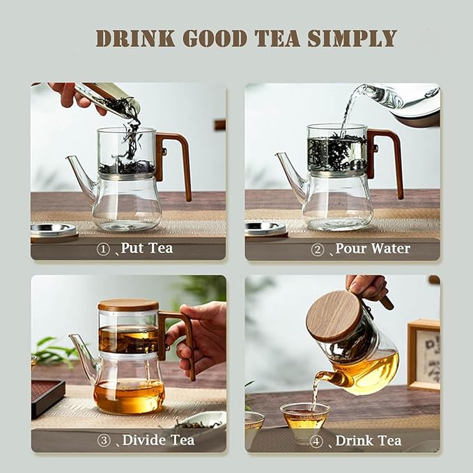 TeaLure | Magnetische glazen theepot – Stijlvolle theepot met infuser voor thuis en op kantoor