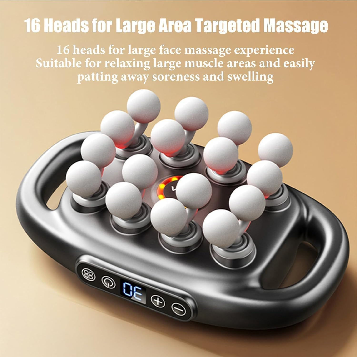 PowerKnead | 16-motorige massagepistoolset met 8 koppen, diepe weefselspiermassageapparaat, percussietherapie