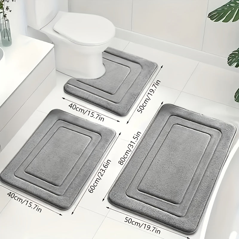 BathNest | 3-delige badkamermat van traagschuim – zacht, absorberend en antislip