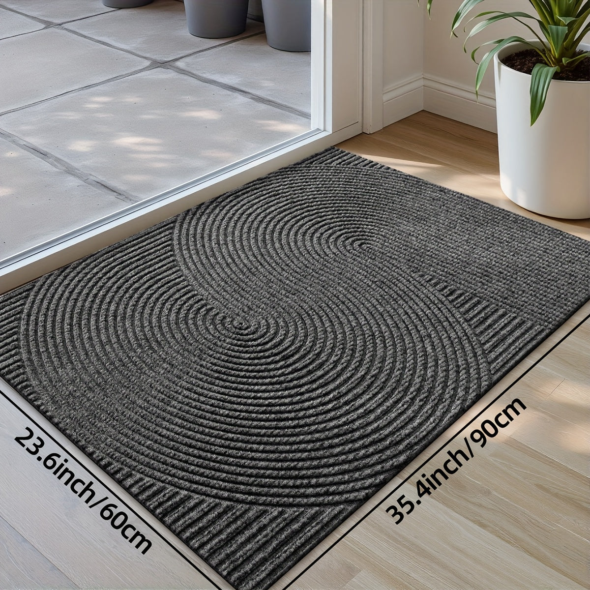 DoorMate| Antislip Laagprofiel Deurmat - Geometrisch Patroon Entree Deken, Binnen Buiten
